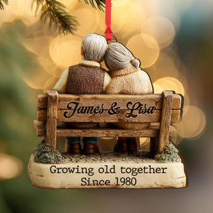 Personalized Christmas Gift For Couple, Growing Old Together Wooden Ornament, Anniversary Gift For Him, Gift For Parents, Grandparents Gift