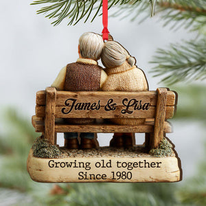 Personalized Christmas Gift For Couple, Growing Old Together Wooden Ornament, Anniversary Gift For Him, Gift For Parents, Grandparents Gift
