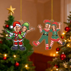 Couple Photo Christmas Ornament, Funny Face Picture Acrylic Ornament, Custom Photo Ornament, Christmas Gift for Lovers, Gift for Couples