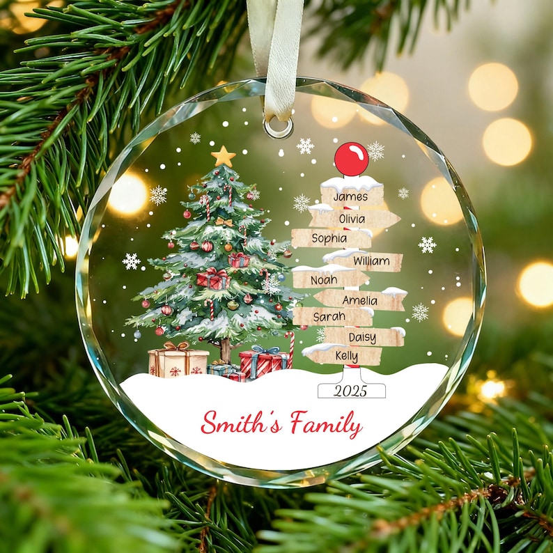 Custom Family Name Christmas Ornament 2025,Family With Pet Ornament,Christmas Keepsake,Family Tree Ornament,Custom Christmas Bauble