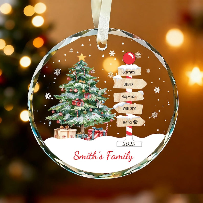 Custom Family Name Christmas Ornament 2025,Family With Pet Ornament,Christmas Keepsake,Family Tree Ornament,Custom Christmas Bauble
