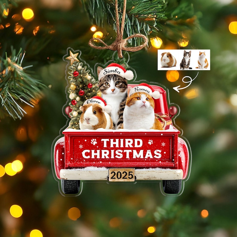 Custom Pet's First Christmas Ornament, Pet Photo Ornament, Dog's 1st Christmas Ornament, Puppy Ornament, Pet Lover Gift, Christmas Decor