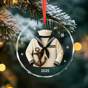 Personalized Sailor Uniform Ornament, Navy Sailor Christmas Ornament, Custom Name Military Ornament, Navy Anchor Ornament, Veteran Gift