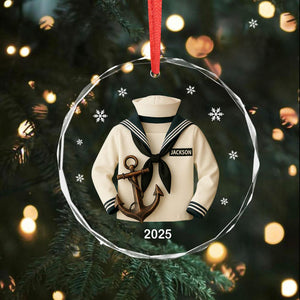 Personalized Sailor Uniform Ornament, Navy Sailor Christmas Ornament, Custom Name Military Ornament, Navy Anchor Ornament, Veteran Gift