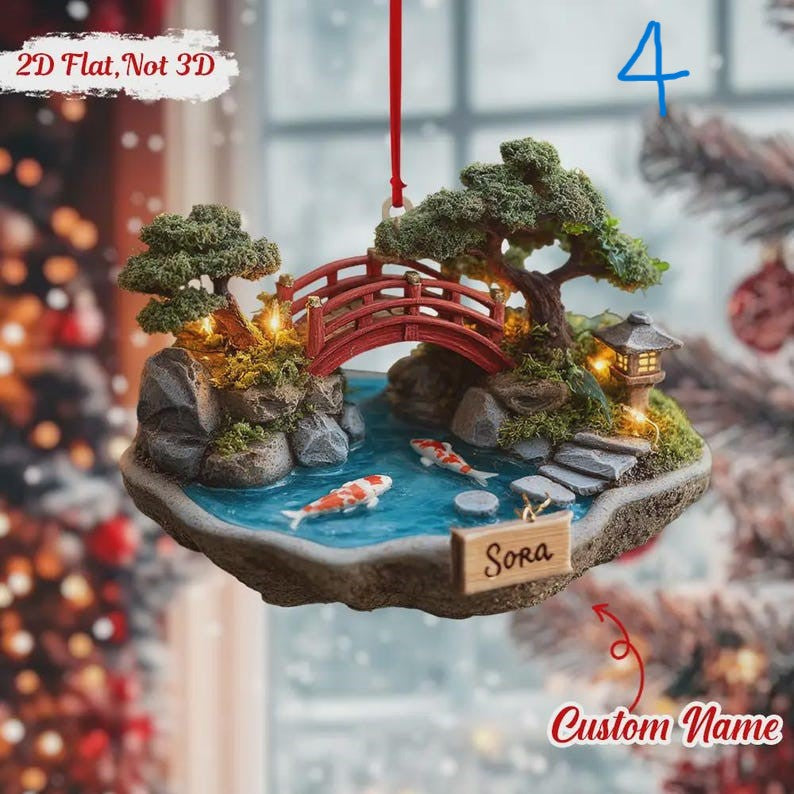 Zen Tea Room Ornament 2025, Japanese Minimalist Miniature, Personalized Christmas Gift For Relaxation Lover