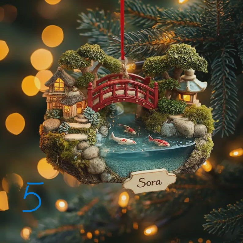 Zen Tea Room Ornament 2025, Japanese Minimalist Miniature, Personalized Christmas Gift For Relaxation Lover