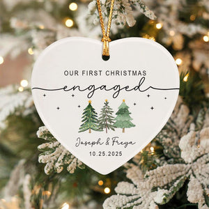 Custom Engagement Map Heart Ornament, First Christmas Engaged Gift
