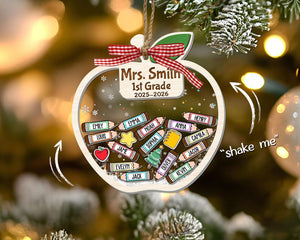 Personalized Teacher Apple Ornament With Students Name, 4D Shaker Ornament, Thank You Kindergarten Teacher Gift, Classroom Decor 2025