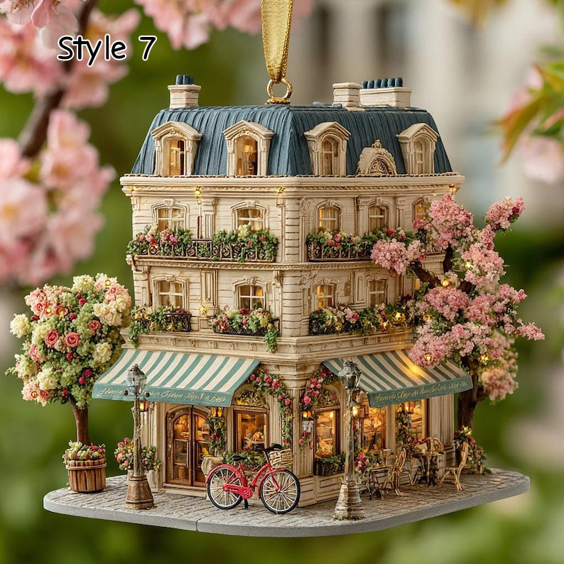 Lighted Paris Suitcase Ornament, Eiffel Tower Christmas Decor, Miniature Diorama, Parisian Scene Holiday Gift, Travel Theme Decoration