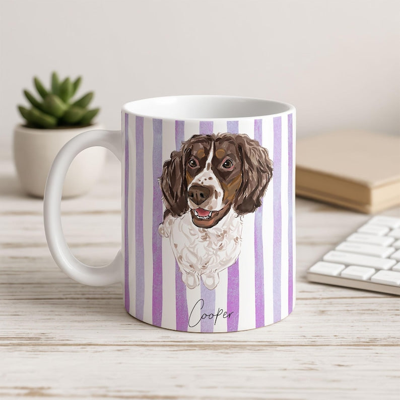 Custom Watercolor Pet Portrait Mug Personalized Dog or Cat Photo Cup, Unique Gift for Pet Lovers & Dog/Cat Moms