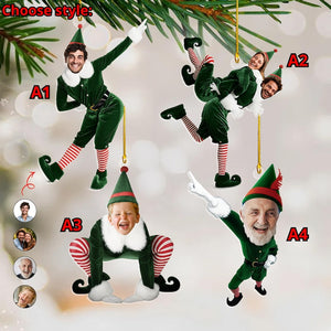 Personalized Couple Funny Elf Christmas Ornament, Custom Face Elf Acrylic Ornament, Boyfriend Girlfriend Xmas Gifts, Family Keepsake