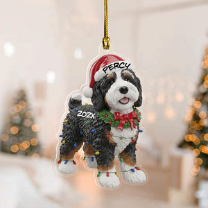 Bernedoodle Dog Ornament, Personalized Christmas Decor, Custom Pet Gift, Cute Puppy Holiday Tree Ornament