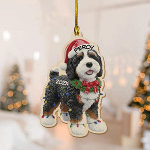 Bernedoodle Dog Ornament, Personalized Christmas Decor, Custom Pet Gift, Cute Puppy Holiday Tree Ornament
