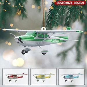 Personalized Pilot Plane Ornament, Custom Name Cessna Keepsake, Aviation Enthusiast Gift, Flight Instructor Christmas Decor