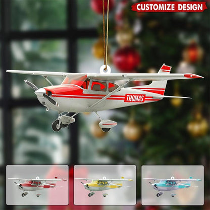 Personalized Pilot Plane Ornament, Custom Name Cessna Keepsake, Aviation Enthusiast Gift, Flight Instructor Christmas Decor