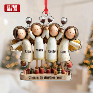 Cheers To Another Year Personalized 1-Layer Acrylic Ornament, Custom Friends Wine Gift, Holiday Celebration Keepsake