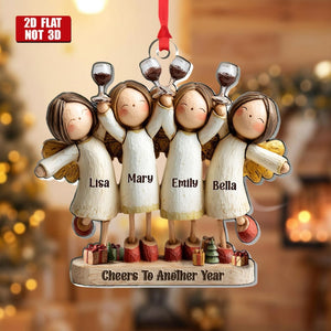 Cheers To Another Year Personalized 1-Layer Acrylic Ornament, Custom Friends Wine Gift, Holiday Celebration Keepsake