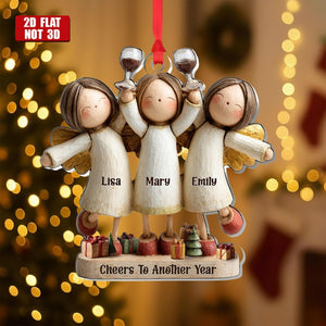 Cheers To Another Year Personalized 1-Layer Acrylic Ornament, Custom Friends Wine Gift, Holiday Celebration Keepsake