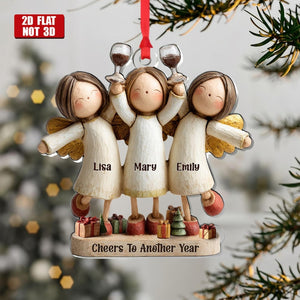 Cheers To Another Year Personalized 1-Layer Acrylic Ornament, Custom Friends Wine Gift, Holiday Celebration Keepsake
