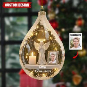 Personalized Photo Memorial Ornament, Custom Name Angel Candle Keepsake, Loved One Loss Gift, Sympathy Globe Decor 2025