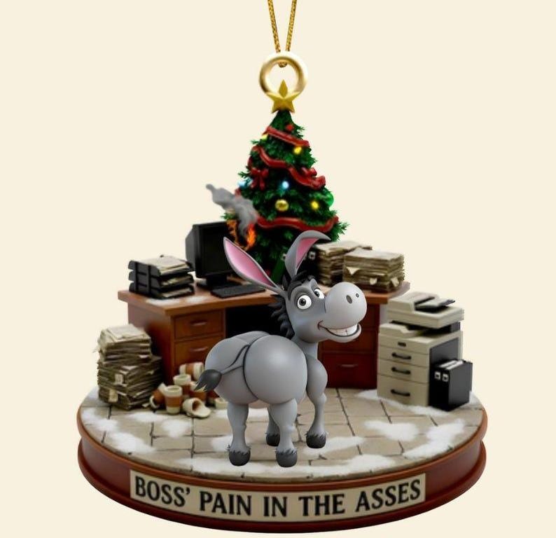 Funny Boss Acrylic Christmas Ornament, Donkey Coworker Gift, Custom Name