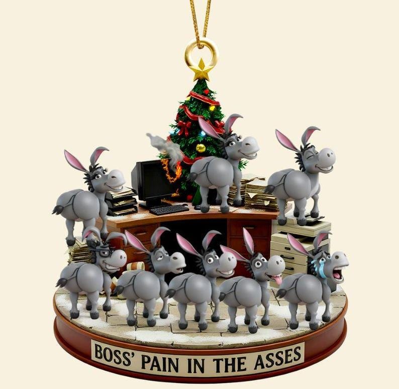 Funny Boss Acrylic Christmas Ornament, Donkey Coworker Gift, Custom Name