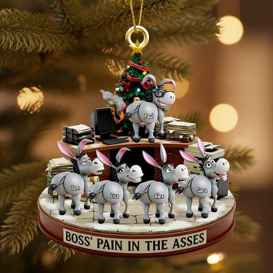 Funny Boss Acrylic Christmas Ornament, Donkey Coworker Gift, Custom Name