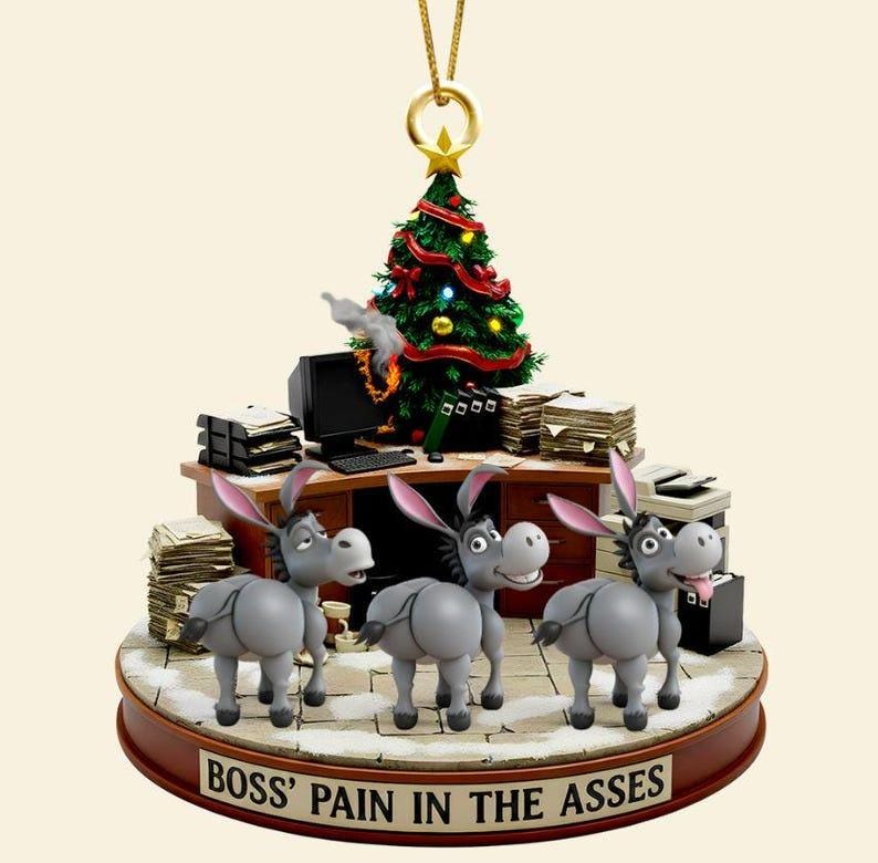 Funny Boss Acrylic Christmas Ornament, Donkey Coworker Gift, Custom Name