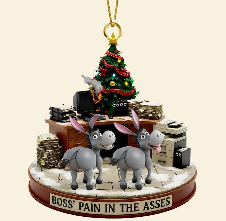 Funny Boss Acrylic Christmas Ornament, Donkey Coworker Gift, Custom Name