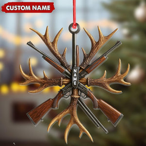 Custom Name Hunting 2D Acrylic Ornament 2025 Antlers & Rifles Decor for Hunters