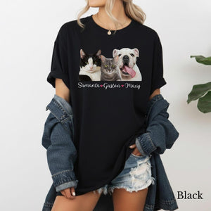 Personalized pet shirt with photo and name,pet portrait shirt,shirt with pet name,realistic pet shirt,pet lover gift,realistic drawing pets