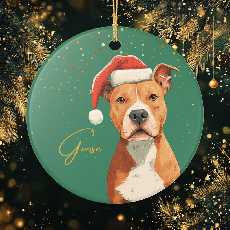 Personalized Pitbull Ornament, Custom Dog Christmas Gift, Pet Lover Holiday Keepsake
