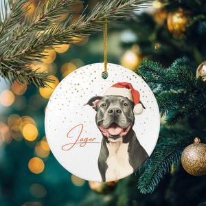 Personalized Pitbull Ornament, Custom Dog Christmas Gift, Pet Lover Holiday Keepsake