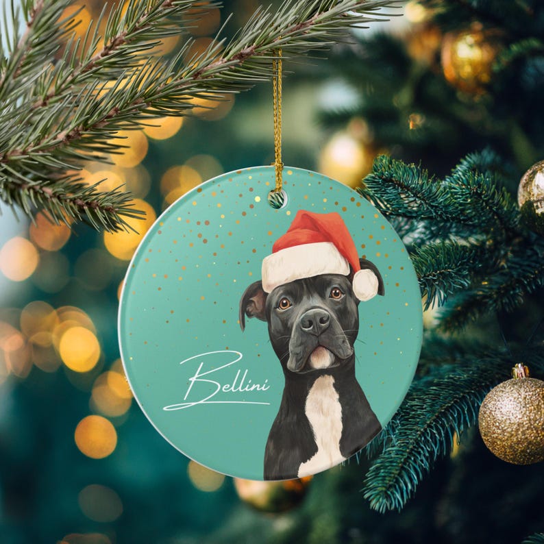 Personalized Pitbull Ornament, Custom Dog Christmas Gift, Pet Lover Holiday Keepsake