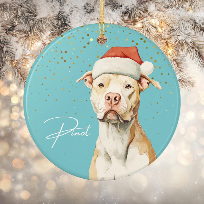 Personalized Pitbull Ornament, Custom Dog Christmas Gift, Pet Lover Holiday Keepsake