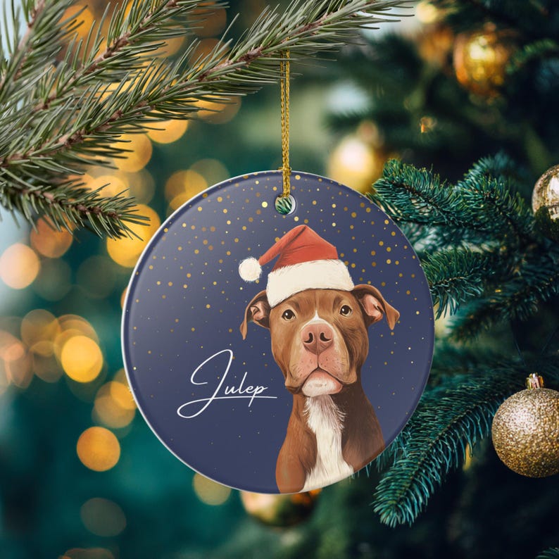 Personalized Pitbull Ornament, Custom Dog Christmas Gift, Pet Lover Holiday Keepsake