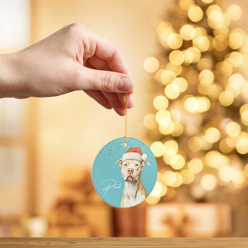 Personalized Pitbull Ornament, Custom Dog Christmas Gift, Pet Lover Holiday Keepsake