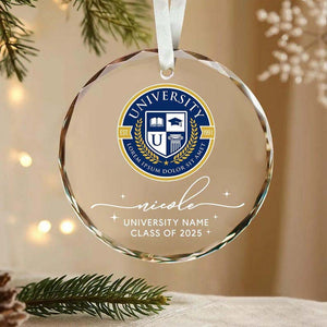Custom College Logo Graduation Ornament, High School Graduation Christmas Ornament, Class Of 2025, Christmas Gifts For New Graduate