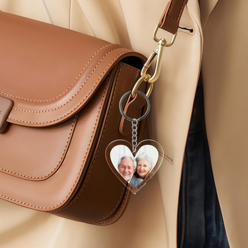 Personalized Heart Keychain Custom Photo Gift Backpack Charm Ornament Valentine's Day gift