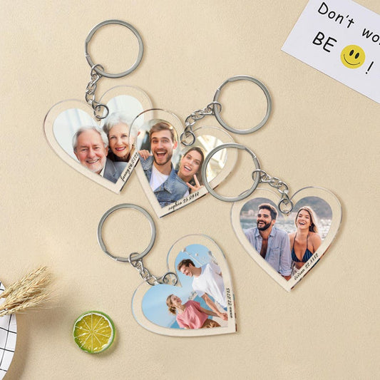 Personalized Heart Keychain Custom Photo Gift Backpack Charm Ornament Valentine's Day gift