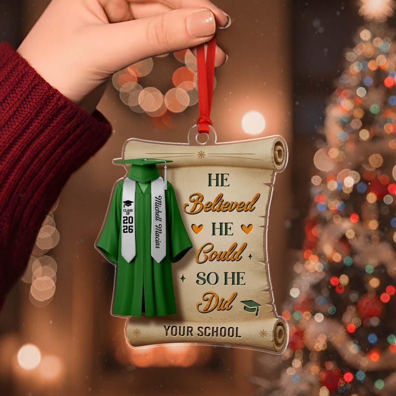 Custom College Graduate Ornament, Personalize Graduation Decorations Class of 2026, Masters Degree Graduation Gift, Graduation Bauble Xmas