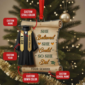 Custom College Graduate Ornament, Personalize Graduation Decorations Class of 2026, Masters Degree Graduation Gift, Graduation Bauble Xmas