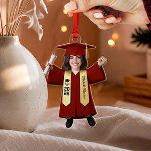 Personalized Graduate Ornament with Photo, Custom Face Graduation Bauble, Grad Class of 2026 Decor, Masters Degree Graduation Gift