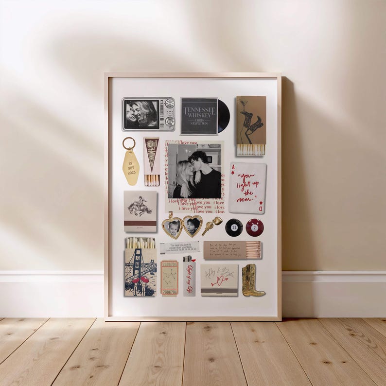 Printable Matchbox Matchbook Couples Custom Poster Personalized Anniversary Valentines Birthday Gift Canvas Neutral Dorm Wall Decor