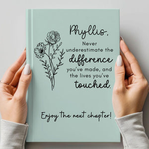 Never Underestimate the Difference You Make - Journal Gift for Mentor, Personalized Retirement Journal, Farewell Gift, Coworker Appreciation