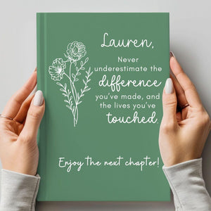 Never Underestimate the Difference You Make - Journal Gift for Mentor, Personalized Retirement Journal, Farewell Gift, Coworker Appreciation
