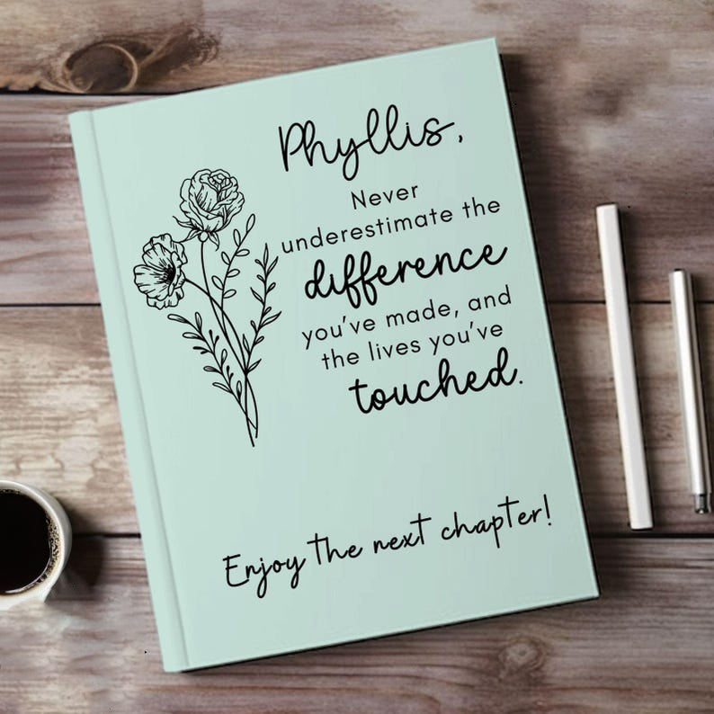 Never Underestimate the Difference You Make - Journal Gift for Mentor, Personalized Retirement Journal, Farewell Gift, Coworker Appreciation