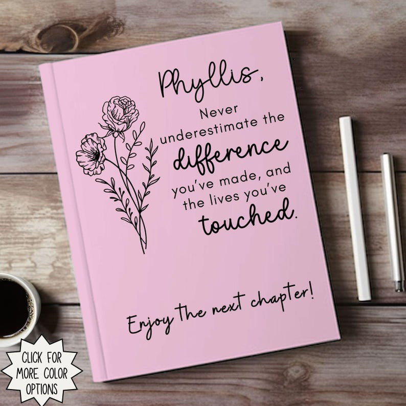 Never Underestimate the Difference You Make - Journal Gift for Mentor, Personalized Retirement Journal, Farewell Gift, Coworker Appreciation