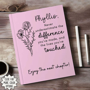Never Underestimate the Difference You Make - Journal Gift for Mentor, Personalized Retirement Journal, Farewell Gift, Coworker Appreciation
