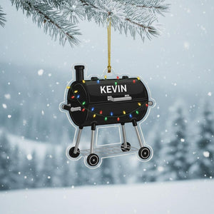 Personalized Smoker BBQ Christmas Ornament, Custom Grill Ornament with Name, Backyard Barbecue Holiday Decor, Gift for BBQ Lovers, Keepsake